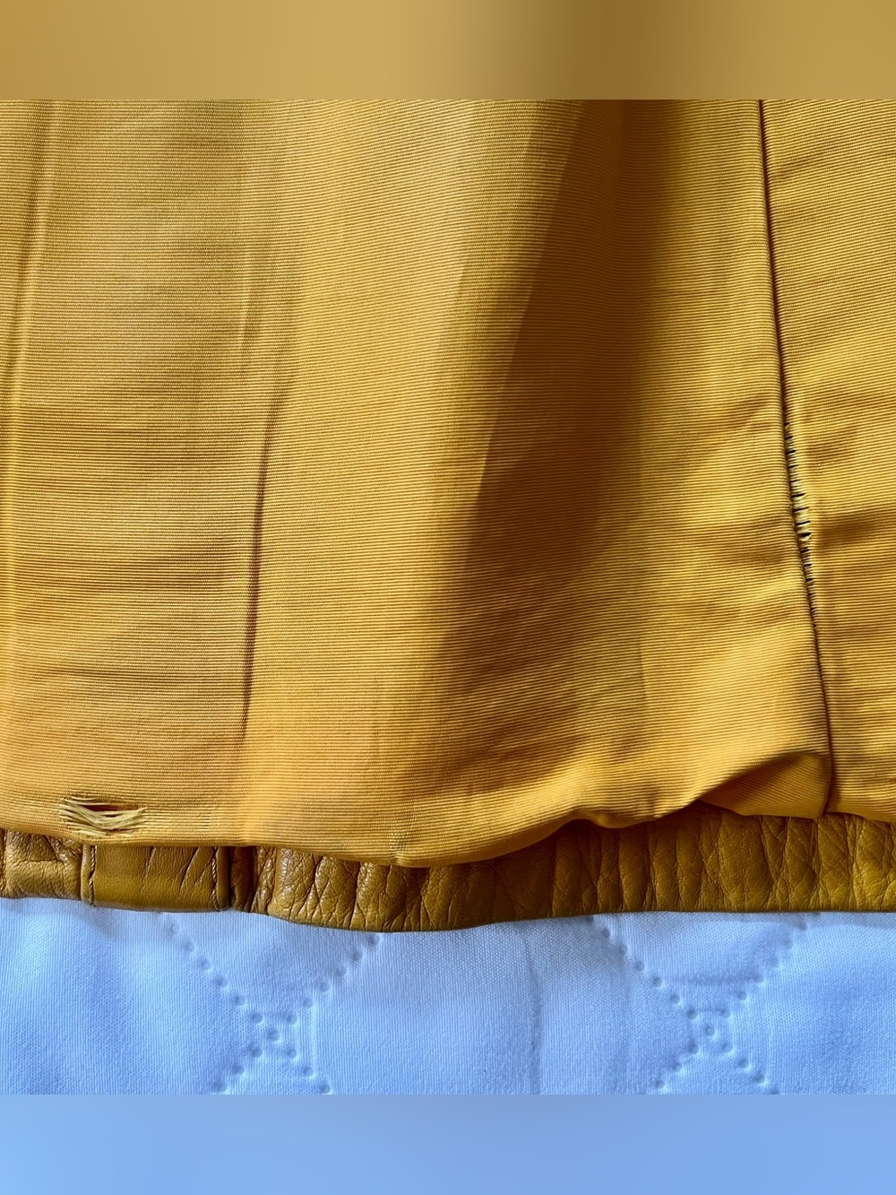 Vintage Mustard Yellow Leather Belted Trench Coat - Picture 7 of 9